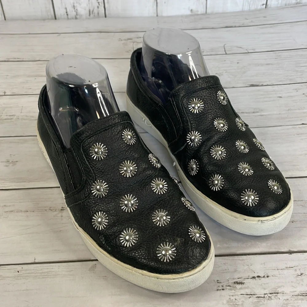 Michael Kors Studded Black Leather Leo Slip On Sneakers